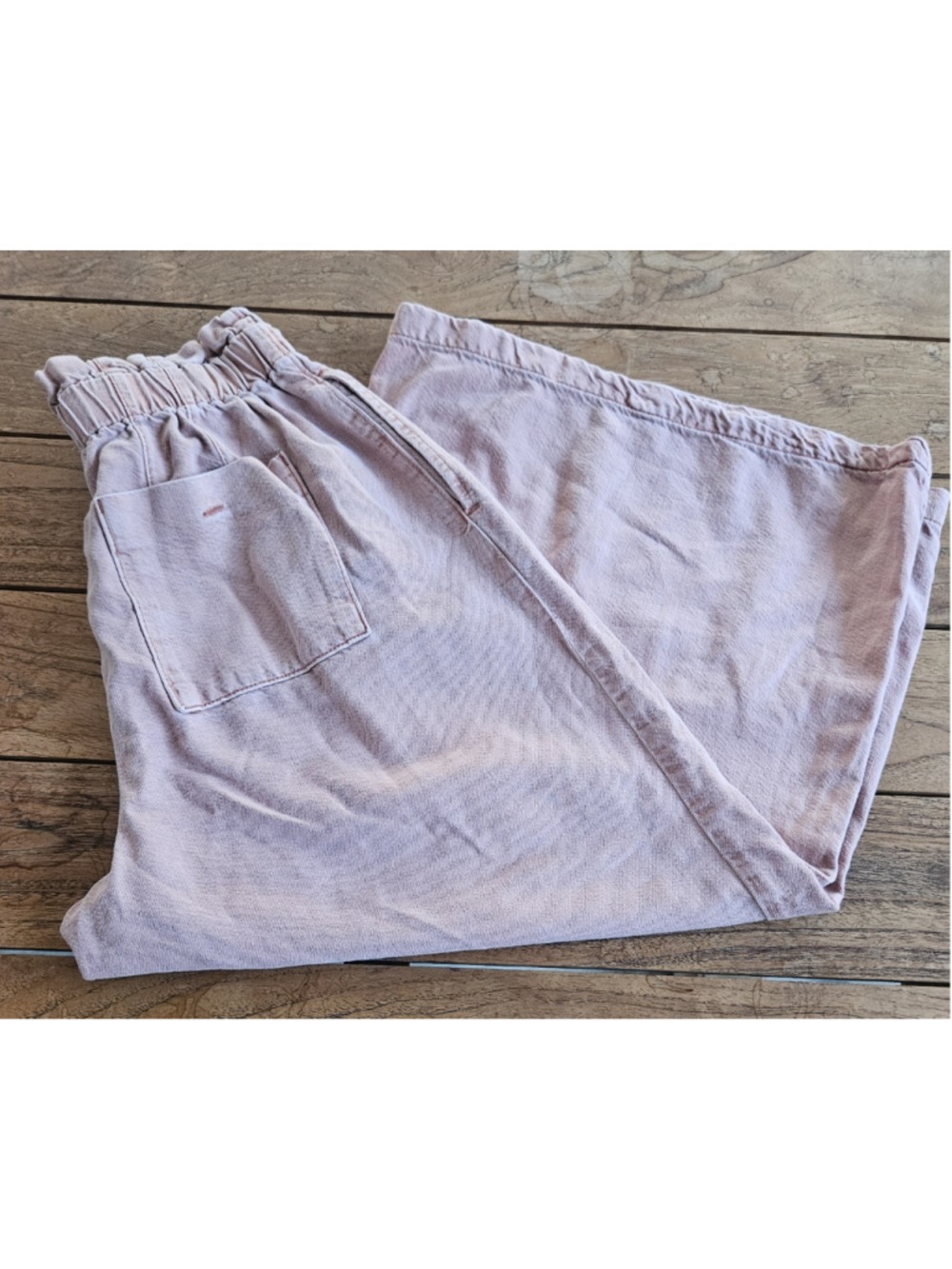 Pilcro Anthropologie High-Rise Cropped Paperbag Wide-Leg Twill Pants Pink Size S - Picture 7 of 7
